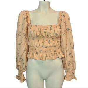 ‎Love Tree Apricot Floral Crop Top